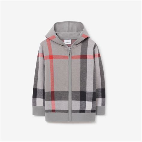 burberry 3 4 zip|Check Wool Zip Hoodie in Sand .